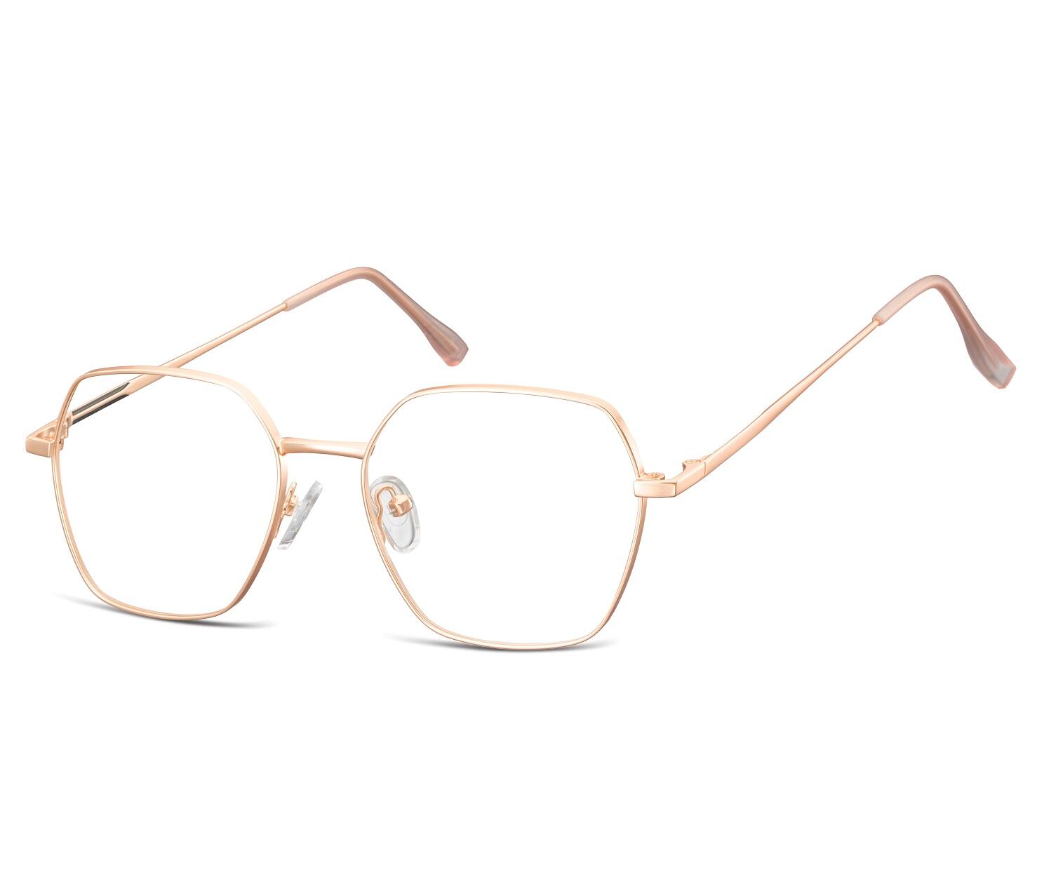 Okulary Sześciokątne zerówki oprawki optyczne 911D różowe